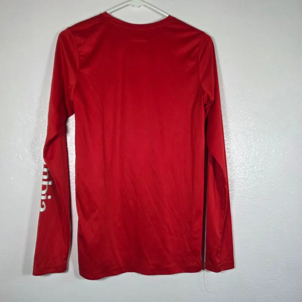 Columbia Youth XL 18/20 Red Long Sleeve Performance Shirt Logo